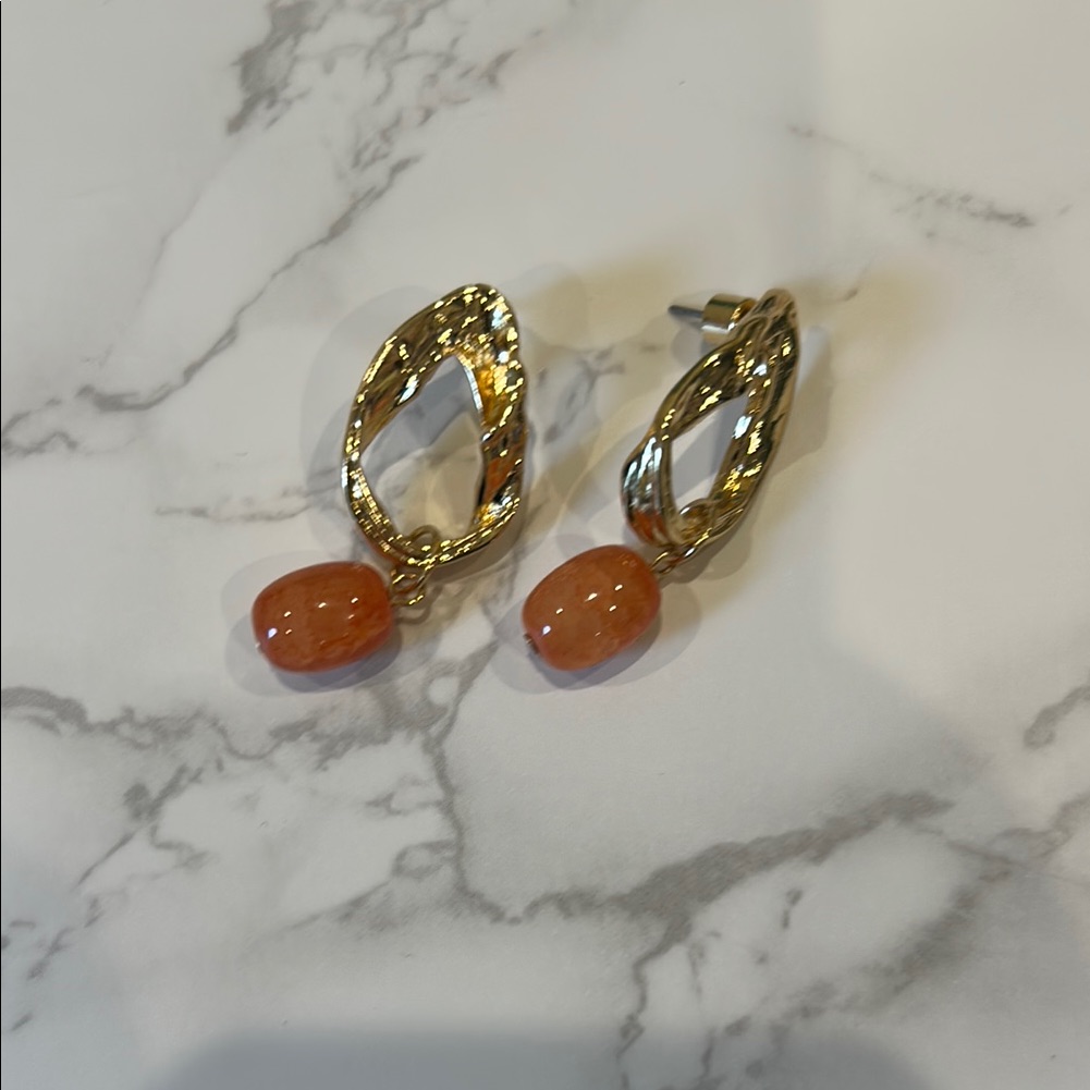 Mango Gold And Orange Dangle Earrings